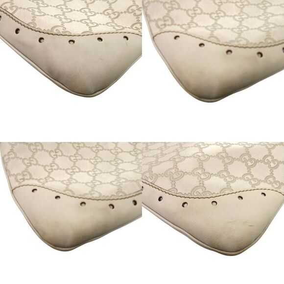 Gucci One Shoulder Guccissima 145778 Leather Ivory Gold Hardware White Handbag - Picture 5 of 10